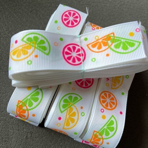 Grosgrain printed ribbon 7/8” 5 yards citrus neon fruit summer lemon lime orange - Picture 6 of 10